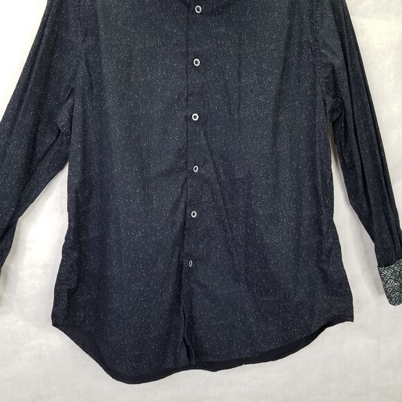 Robert Graham Button Up Shirt Mens XL Flip Cuff Classic Fit Night Sky Star Black - Picture 7 of 16